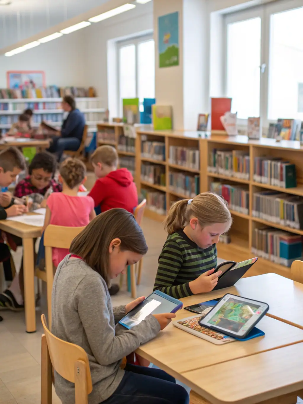 Children and adults participating in a reading workshop with facilitators guiding activities, representing the Reading Programs & Workshops.
